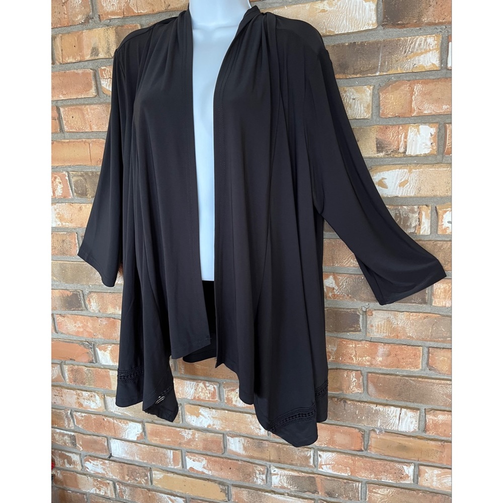 Joan Rivers Women’s Black Open 3/4 Sleeves Cardigan Size 1X